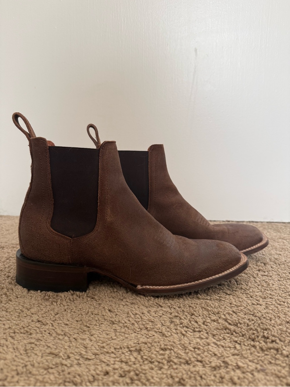 Men's Brown Suede Chelsea Boots with Elastic Side Panels